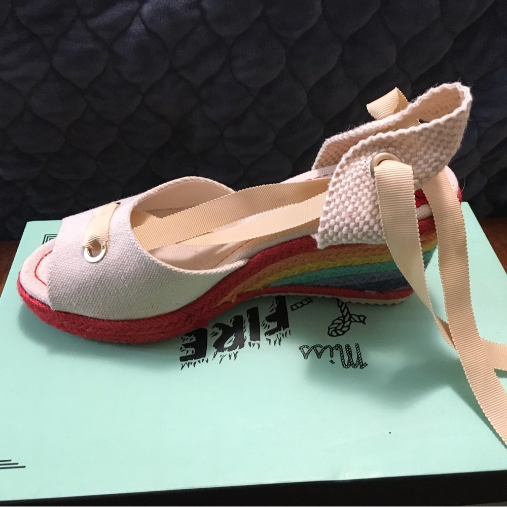 Miss L’ fire Martha lace up wedged heels